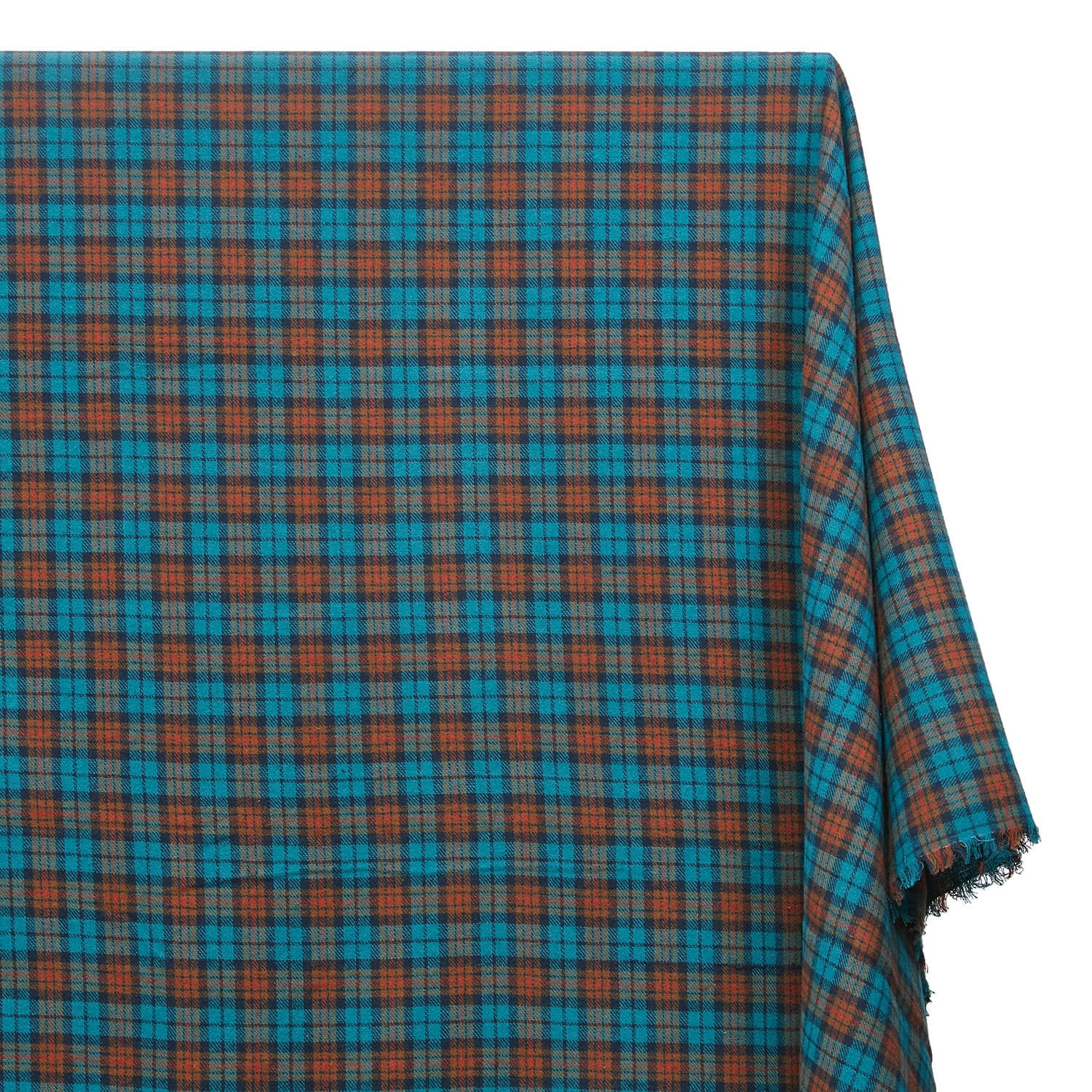 Flannel Brushed Hypoallergenic Cotton Tartan Plaid Geometric #16 Yarn Dyed Fabric By The Yard To Sew Apparel, Accessories, & Décor - Rust / Teal (10 Yards)