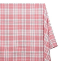 Flannel Brushed Hypoallergenic Cotton Tartan Plaid Geometric #18 Yarn Dyed Fabric By The Yard To Sew Apparel, Accessories, & Décor - Pink / White (1 Yard)