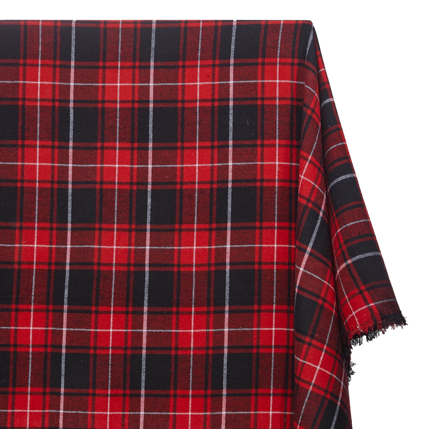 Flannel Brushed Hypoallergenic Cotton Tartan Plaid Geometric #20 Yarn Dyed Fabric By The Yard To Sew Apparel, Accessories, & Décor - Red / Black (10 Yards)