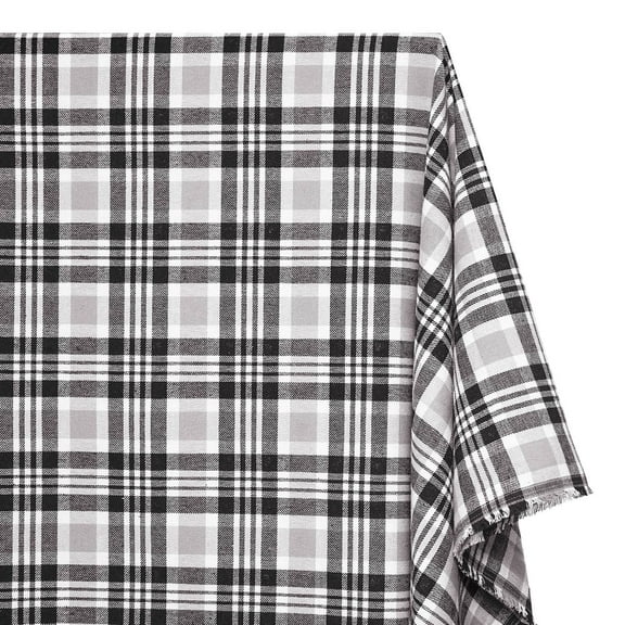 Flannel Brushed Tartan Plaid Fabric Geometric Hypoallergenic Cotton Black Yarn Dyed Fabric By The Yard To Sew Apparel, Décor, & More - Black / Grey (10 Yards)