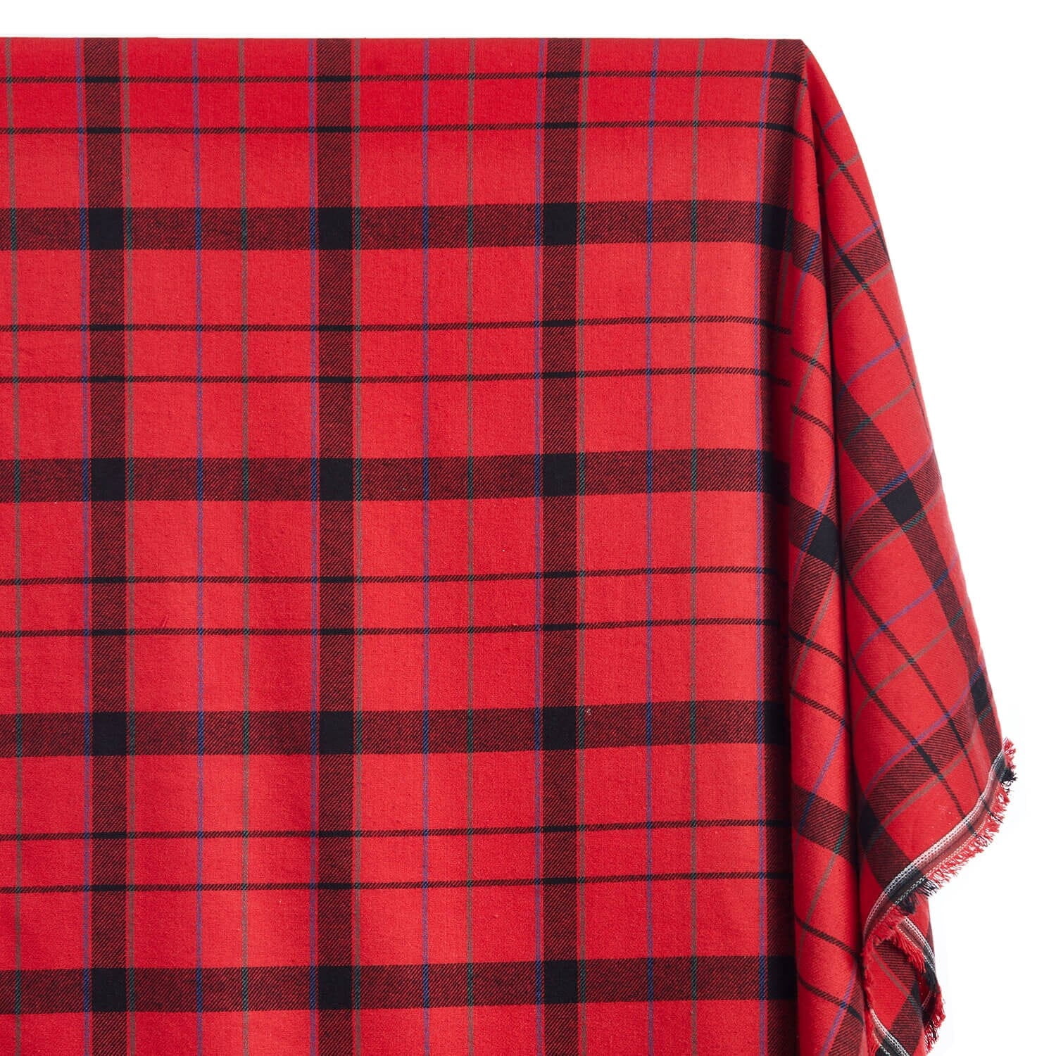 Flannel Brushed Tartan Plaid Fabric Geometric Hypoallergenic Cotton Michael Yarn Dyed Fabric By The Yard To Sew Apparel, Décor, & More - Red / Black (10 Yards)