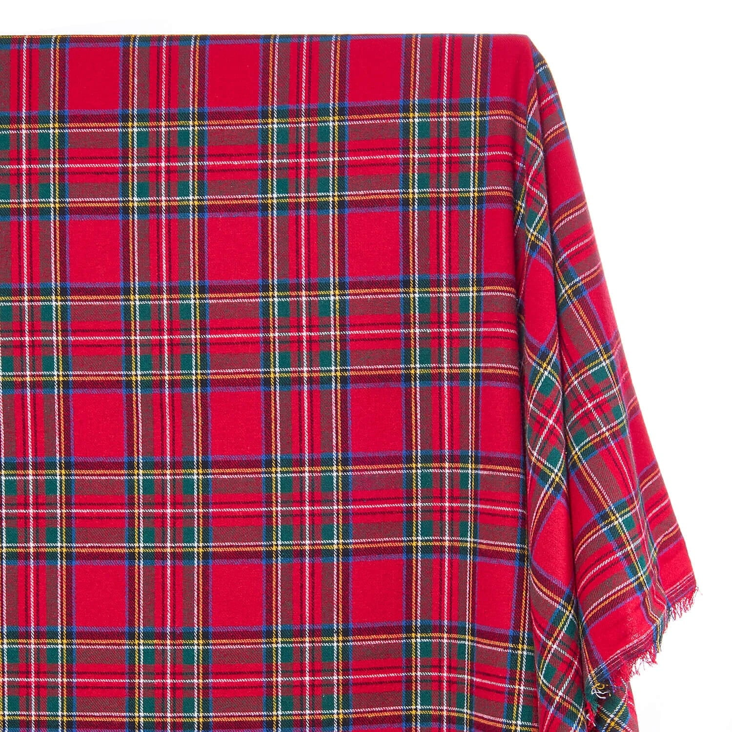 Flannel Brushed Tartan Plaid Fabric Geometric Hypoallergenic Cotton Red Yarn Dyed Fabric By The Yard To Sew Apparel, Décor, & More - Red / Hunter Green (5 Yards)