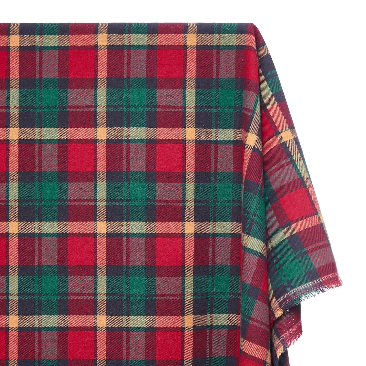 Flannel Brushed Tartan Plaid Fabric Geometric Hypoallergenic Cotton Stirling Yarn Dyed Fabric By The Yard To Sew Apparel, Décor, & More - Forest Green / Red (10 Yards)