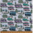 thumbnail image 1 of Flannel Campers Camping Trailers Vacation Travel Vehicles on White Cotton Flannel Fabric Print by the Yard (15313-WHITE), 1 of 1