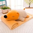 thumbnail image 1 of Flannel Cartoon Animal Sofa Throw Pillow and Blanket, Two In One Cartoon Animal Pillow With Built In Blanket, Portable Travel Blanket and Pillow Set for Camping Car Office, 1 of 9
