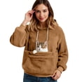 thumbnail image 1 of Flannel Cat Dog Pet Pouch Hoodie for Women, Pullover Sweatshirt with Front Carrier Pocket and Drawstring Hood, 1 of 5