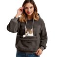 thumbnail image 1 of Flannel Cat Dog Pet Pouch Hoodie for Women, Pullover Sweatshirt with Front Carrier Pocket and Drawstring Hood, 1 of 5