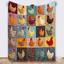 Flannel Chicken Print Throw Blanket Soft Cozy Warm Farmhouse Decor for Couch Bed Living Room Home Use(A)