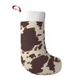 thumbnail image 1 of Flannel Christmas Stocking 17.7×11×7in Soft And Light Touch Good Socks Splicing Design Can Be Used For Hanging Dark Brown Cow Pattern, 1 of 8