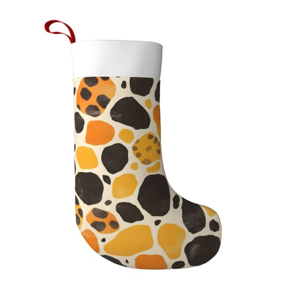 Flannel Christmas Stocking 17.7117in Soft And Light Touch Good Socks Splicing Design Can Be Used For Hanging Leopard_4