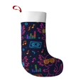 thumbnail image 1 of Flannel Christmas Stocking 17.7×11×7in Soft And Light Touch Good Socks Splicing Design Can Be Used For Hanging Neon Party Axolotls - 80s Synthwave, 1 of 8