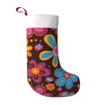 thumbnail image 1 of Flannel Christmas Stocking 17.7×11×7in Soft And Light Touch Good Socks Splicing Design Can Be Used For Hanging Retro Groovy Flowers Pattern (8), 1 of 8