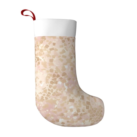 Flannel Christmas Stocking 17.7117in Soft And Light Touch Good Socks Splicing Design Can Be Used For Hanging Rose Gold Foil Leopard Print_12