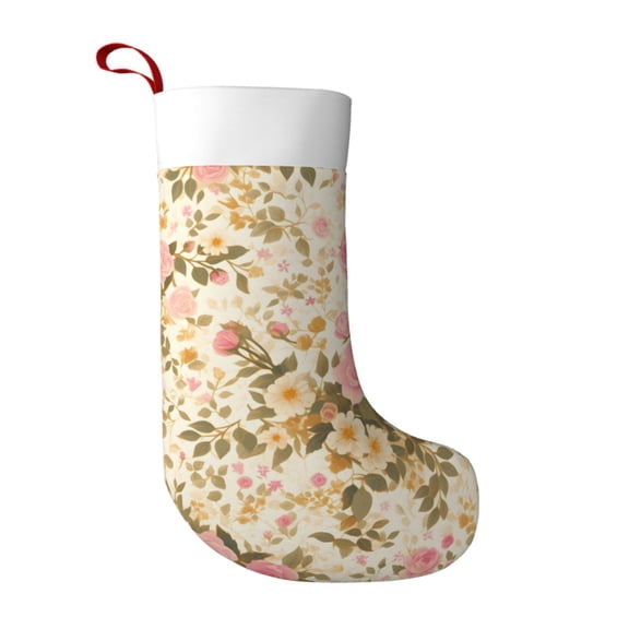 Flannel Christmas Stocking 17.7117in Soft And Light Touch Good Socks Splicing Design Can Be Used For Hanging Rose Gold Foil Leopard Print_1