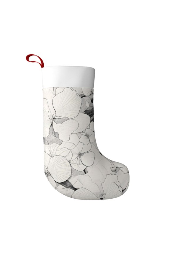 Flannel Christmas Stocking 17.7117in Soft And Light Touch Good Socks Splicing Design Can Be Used For Hanging Darkorchid Geometric Lines Hand-Drawn Sketch_2