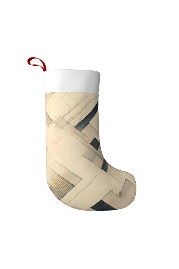 Flannel Christmas Stocking 17.7117in Soft And Light Touch Good Socks Splicing Design Can Be Used For Hanging Darkorchid Geometric Lines Hand-Drawn Sketch_4
