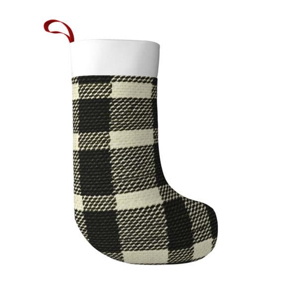 Flannel Christmas Stocking 17.7117in Soft And Light Touch Good Socks Splicing Design Can Be Used For Hanging Olive Houndstooth Buffalo Plaid Tartan Check Scotland_3