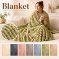thumbnail image 1 of Flannel Christmas Throw Blanket for Couch, 79 X 47 Inches, Soft Textured Striped Plush, 1 of 7