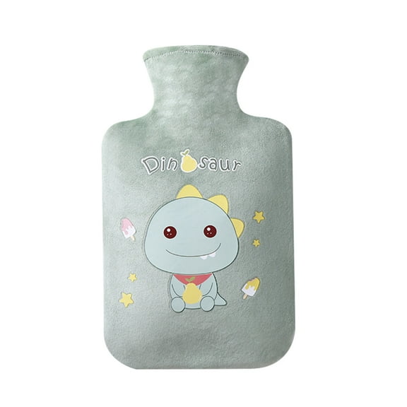 Flannel Cover Hot Water Bottle Pain Relief Warm Compress Muscle Therapy 500ml - Leak Proof Design Multi Use(Green)