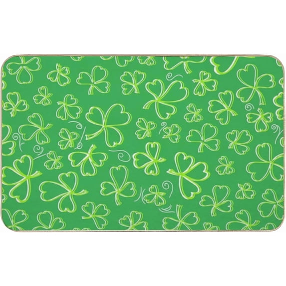 Flannel Door Mat Outside Entrance 24 × 16 Inch, St. Patrick''s Decorations No Slip Bath Rug Water Absorbing Bathroom Decor Throw Rugs with Rubber Backing Washable Outdoor Doormats