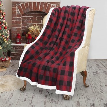 Sofa Layering Free Shipping! PAVILIA Buffalo Plaid Sherpa Blanket King, Black White ...