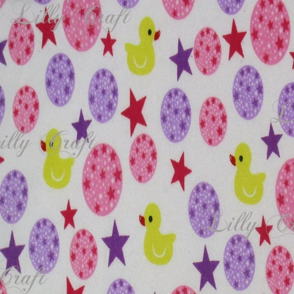 Flannel Ducks And Stars On White 45 Inch Fabric By The Yard