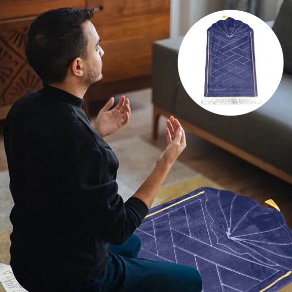 Flannel Eid Festival Traditional Prayer Rugs Arabic Celebration Carpets With Intricate Design