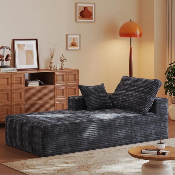 JARCLIC 51" Sofa Bed, Boneless Cloud Couch One-Piece Chaise Lounge, No Assembly Required and Space Saving, Black