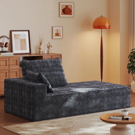 JARCLIC Boneless Cloud Couch Chaise Lounge, 51" Sofa Bed, No Assembly Required and Space Saving, Black