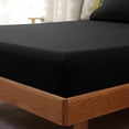 thumbnail image 1 of Flannel Fitted Bottom Sheet 100 Percent Cotton Double Brushed Flannel -170 GSM Heavyweight, Deep Pockets & All Around Elastic Black - Full, 1 of 5