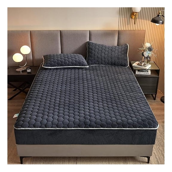 Flannel Fitted Sheet - Cozy Fleece Bed Sheet (No Pillows) Deep Pocket - Soft Microfiber - Queen Gray