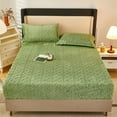 thumbnail image 1 of Flannel Fitted Sheet, Winter Bedding, Thickened Mattress Protector, Soft Facecloth Material, for Bedspreads and Upholstered Beds, Green, by FAJHHA, 1 of 8