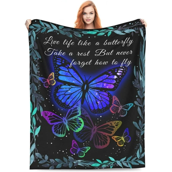 Flannel Fleece Bed Blanket Throw Blanket Lightweight Cozy Plush Blanket for Bedroom Living Room Sofa Couch Butterfly 50"X40"