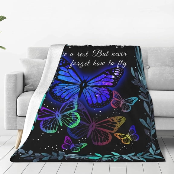 Flannel Fleece Bed Blanket Throw Blanket Lightweight Cozy Plush Blanket for Bedroom Living Room Sofa Couch Butterfly 50"X40"