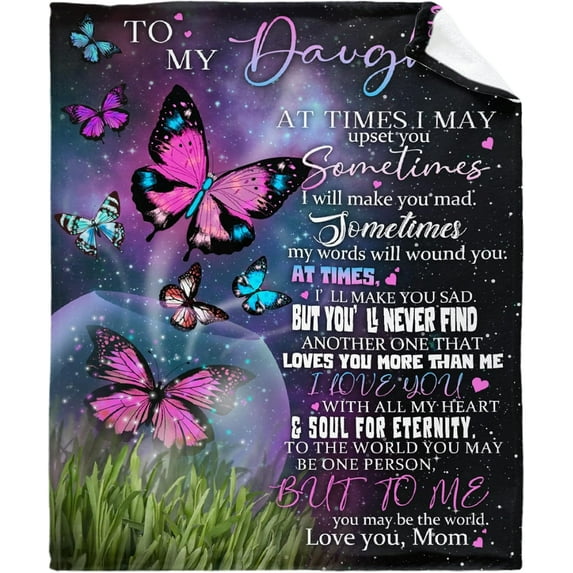 Flannel Fleece Bed Blanket to My Daughter from mom Butterfly Throw Blanket Lightweight Cozy for Bedroom All Season Sofa Decor Gift 40x50