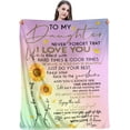 thumbnail image 1 of Flannel Fleece Bed Blankets to My Daughter Sunflower Love Letter Blanket for Daughter Super Soft Warm Cozy Throw Blankets Daughter Gifts for Birthday Graduation Christmas 80"x60", 1 of 6