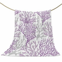 Flannel Fleece Blanket Abstract Ocean Marine Super Soft Warm Cozy Throw Blanket Life Coral Ombre Purple Bed Couch Car Blankets for All Season 40" x 50"