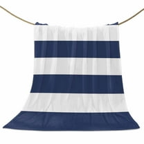 Flannel Fleece Blanket Blue and White Stripe Super Soft Warm Cozy Throw Blanket Simple Style Bed Couch Car Blankets for All Season 40" x 50"