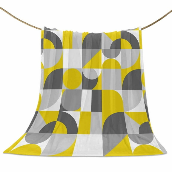 Flannel Fleece Blanket Geometric Super Soft Warm Cozy Throw Blanket Abstract Modern Yellow Bed Couch Car Blankets for All Season 40" x 50"