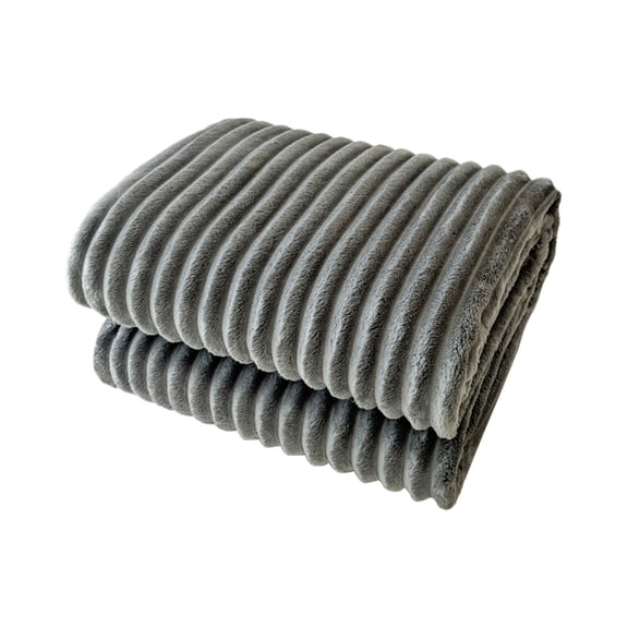 Flannel Fleece Blanket Plush Throw, Striped Ribbed Texture Blanket, Soft Warm Breathable Cozy Lightweight Blanket, Anti Pilling Fade Resistant Decorative Sofa Bed Blanket For Home