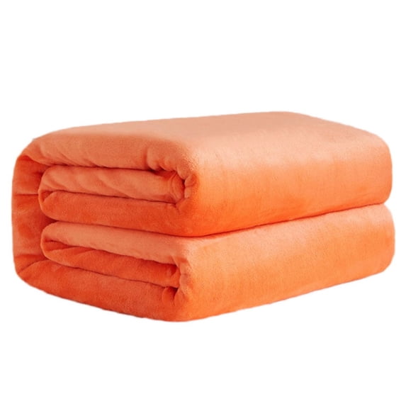 Flannel Fleece Blanket Solid Color Plush Throw for Sofa Couch and Office Lightweight Warm Bedding 28x40 Inches Orange