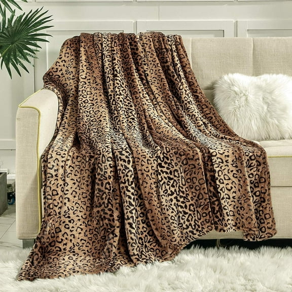 Flannel Fleece Blanket Twin Size 60x80 inches, 280 GSM Lightweight Blanket for Couch Sofa Bed, Super Soft Cozy Warm Blanket, Leopard Print