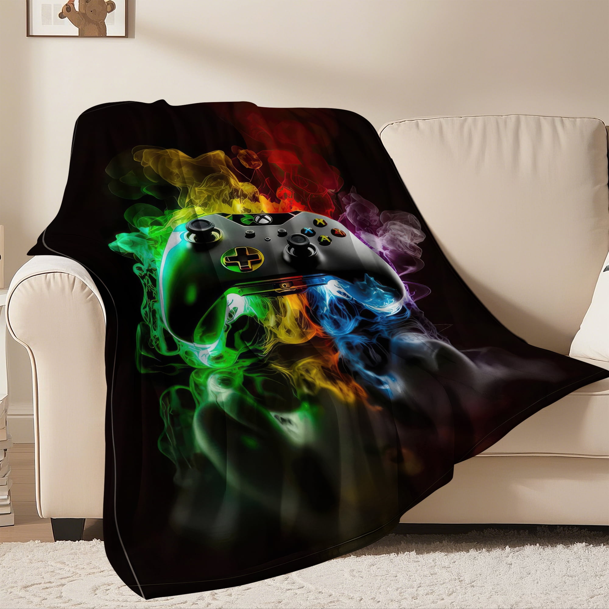 Flannel Fleece Gaming Throw Blanket Bed Blanket, Lightweight Cozy Plush Blanket for Sofa Couch,50"X60"
