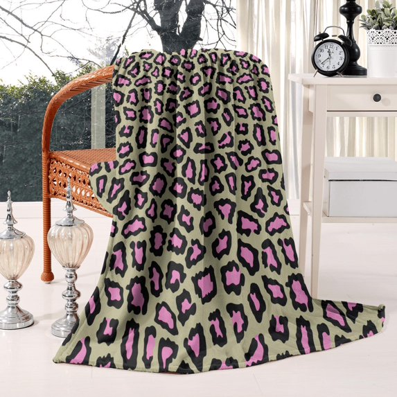 Flannel Fleece Leopard Print Throw Blanket - Soft, Cozy & Lightweight, Bed Blanket Accent for Couch and Room Decor, 50x60 inches