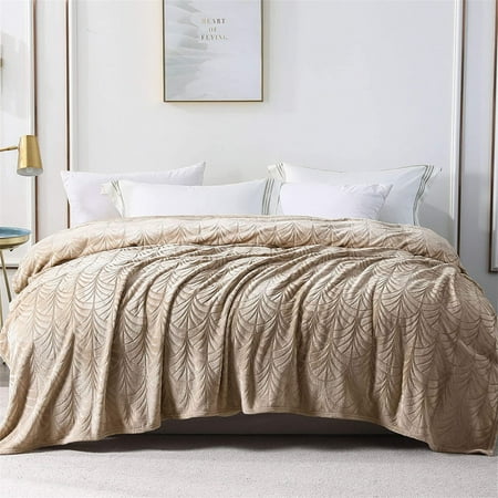 Flannel Fleece Lightweight Bed Blanket Queen Size(90x90 Inch) - Champagne