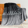 thumbnail image 1 of Flannel Fleece Ombre Throw Blanket for Couch | Soft Cozy Microfiber Couch Gradient Accent Blanket | Warm Lightweight Blanket for Sofa Chair Bed | All Season 50x60 Inches Black, 1 of 6