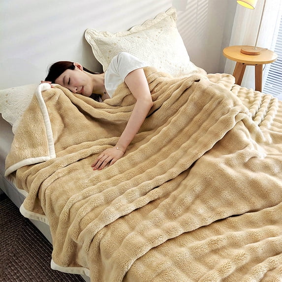 Flannel Fleece Throw Blanket 180x200cm – Super Soft Double-Sided Sherpa, Small Knee Blanket for Couch, Office, Travel, Camping – Warm, Lightweight, Easy Care Embroidered Lap Blanket