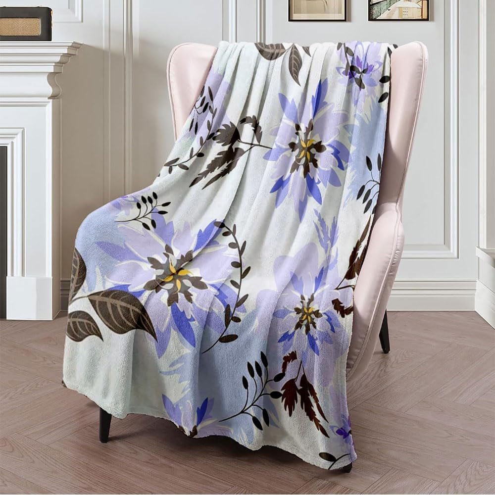 Floral Bounty White Ultra-Soft Micro Fleece Blanket 40