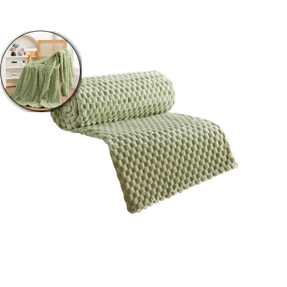 Flannel Fleece Throw Blanket(50x60 inch), 3D Jacquard Fuzzy and Warm Blanket, Soft Touch Cozy Lightweight Throw for All-Season Home Decor