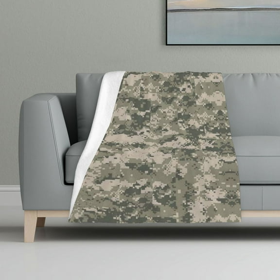 Flannel Fleece Throw Blanket Army Digital Camouflage Print Lightweight Super Soft Cozy Plush Blanket 32 X 48 Inches